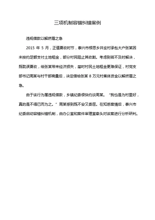 三项机制容错纠错案例