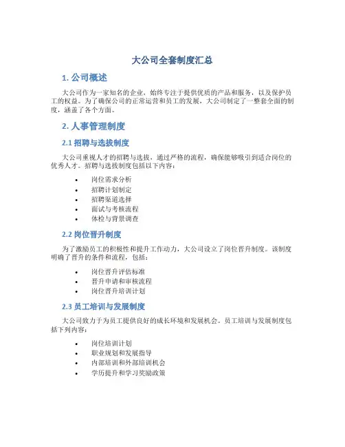 大公司全套制度汇总