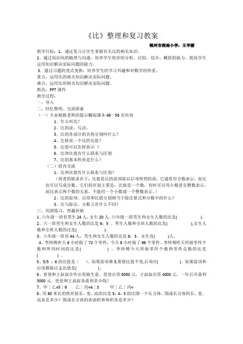 《比》的整理与复习教案