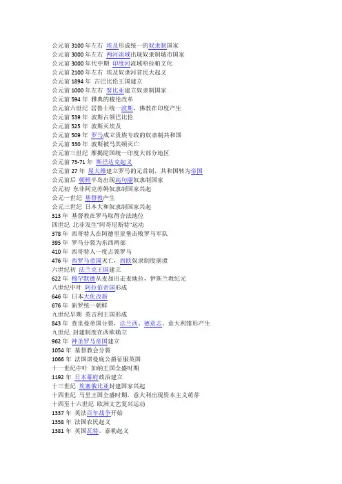 西方文明历史大事年表