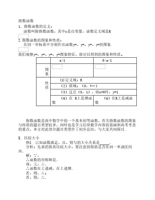 指数函数经典例题(答案)