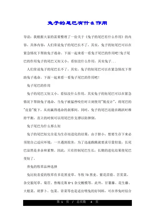 兔子的尾巴有什么作用