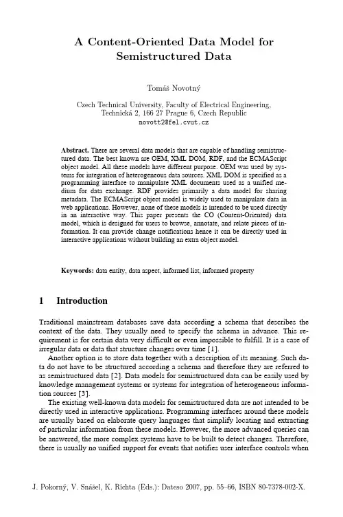 A Content-Oriented A Content-Oriented Data Model for Semistructured for Semistructured Data