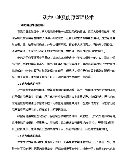 动力电池及能源管理技术