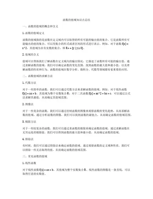 函数的值域知识点总结