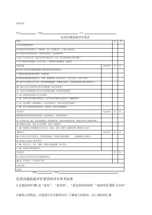医患沟通技能评价量表SEGUE