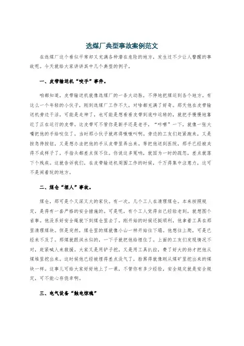选煤厂典型事故案例范文