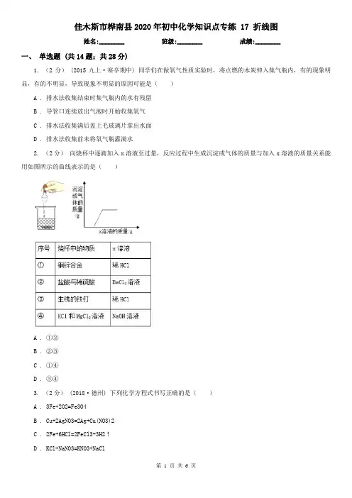 佳木斯市桦南县2020年初中化学知识点专练 17 折线图