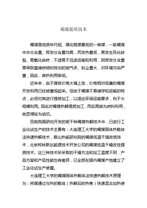褐煤提质技术