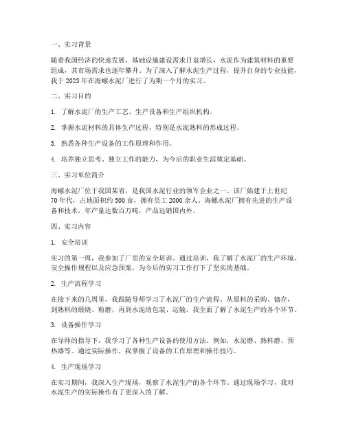 海螺实习报告