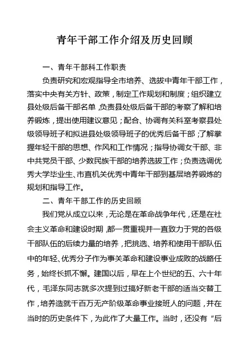 青年干部工作介绍及历史回顾
