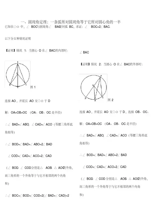 圆周角定理及推论