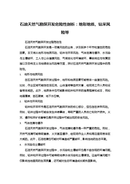 石油天然气勘探开发危险性剖析：地形地质、钻采风险等