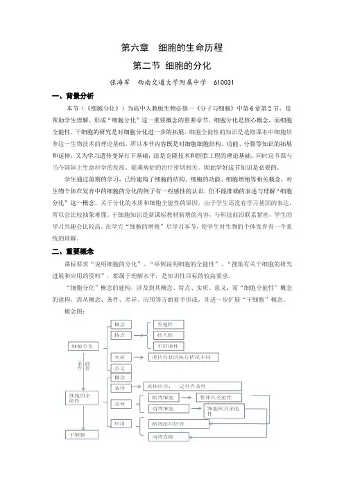 课例---必修一第六章第二节细胞分化