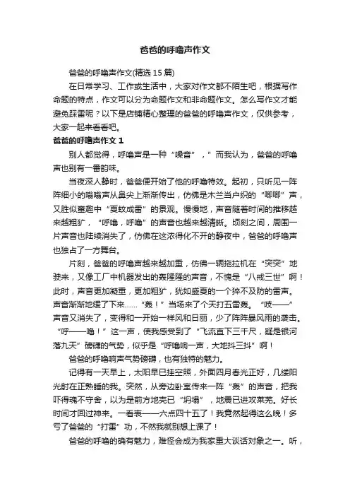 爸爸的呼噜声作文