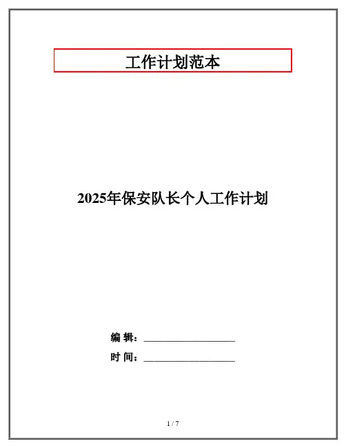 2025年保安队长个人工作计划