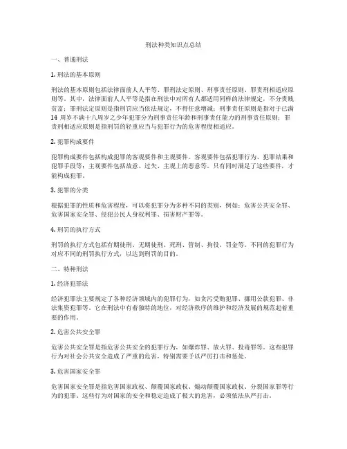 刑法种类知识点总结