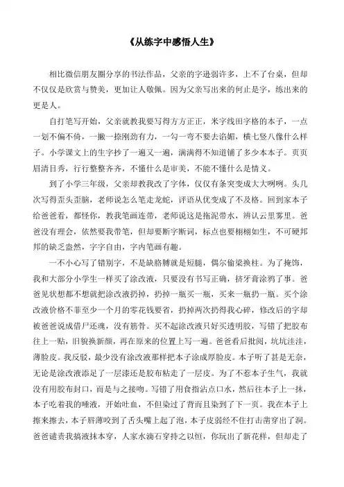 练字领悟人生哲理的作文