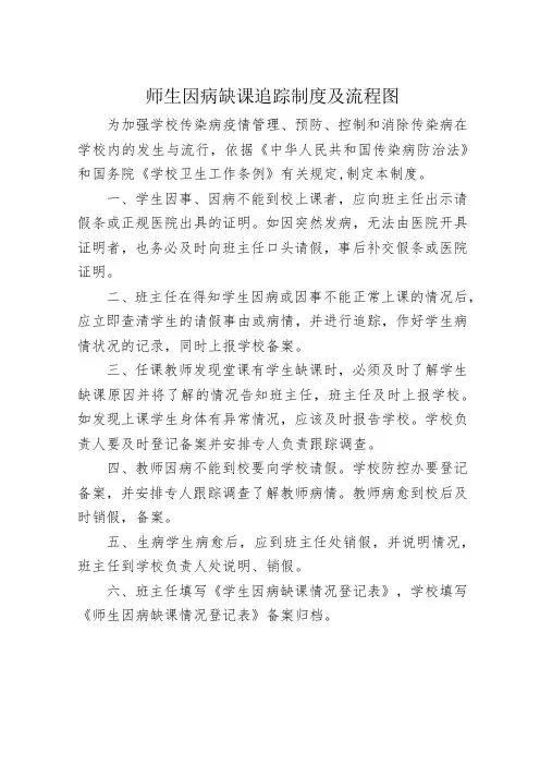 中小学师生因病缺课登记追踪制度及流程图