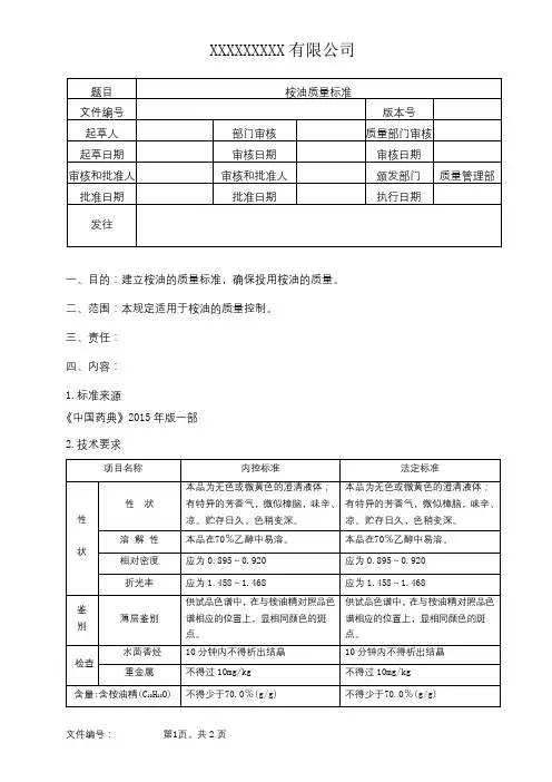 桉油质量标准