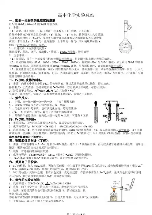 高中化学实验总结(好!)