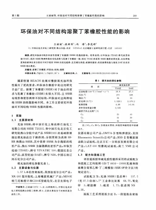 环保油对不同结构溶聚丁苯橡胶性能的影响