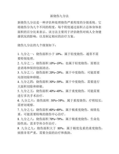 新烧伤九分法