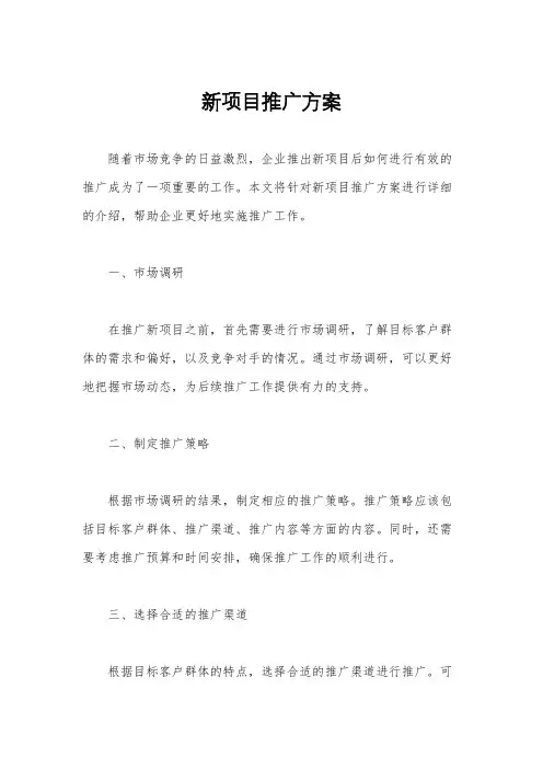 新项目推广方案