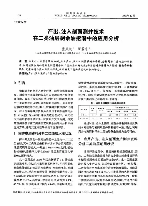 产出、注入剖面测井技术在二类油层剩余油挖潜中的应用分析