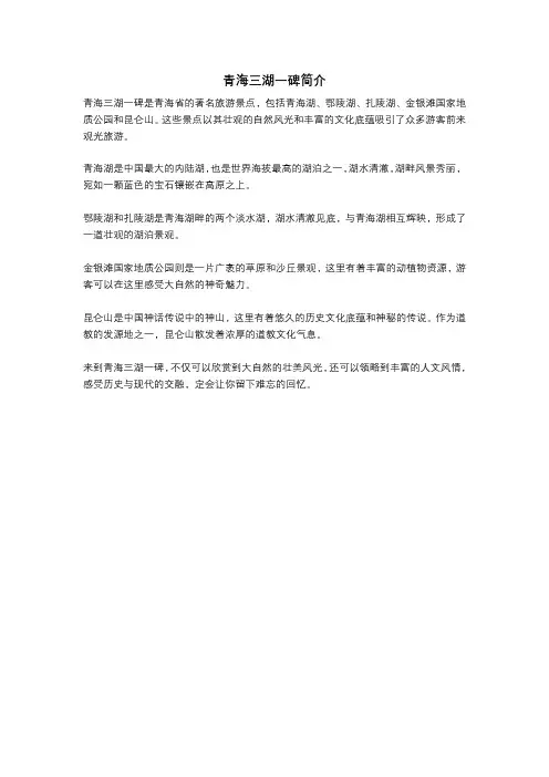 青海三湖一碑简介
