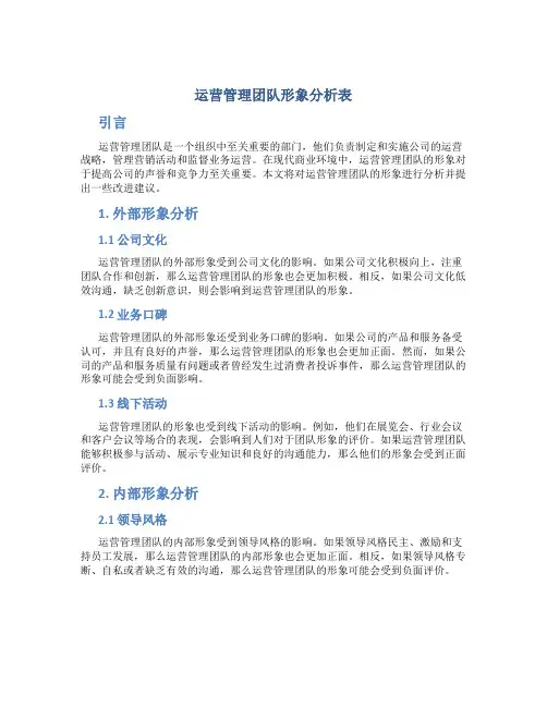 运营管理团队形象分析表