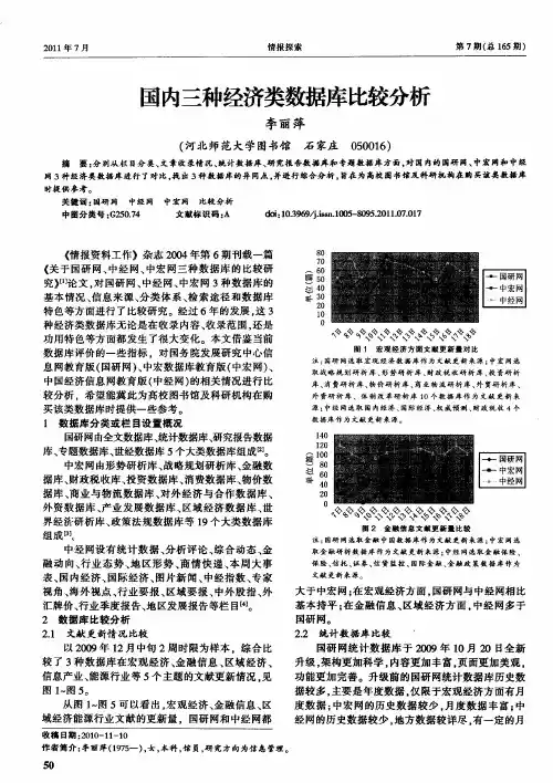 国内三种经济类数据库比较分析