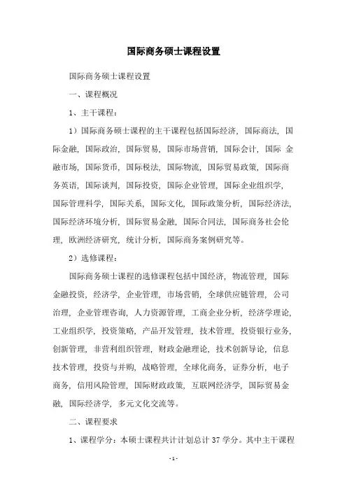 国际商务硕士课程设置
