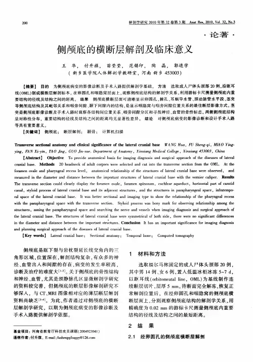侧颅底的横断层解剖及临床意义