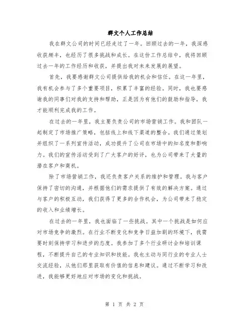 群文个人工作总结