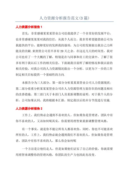 人力资源分析报告范文(3篇)