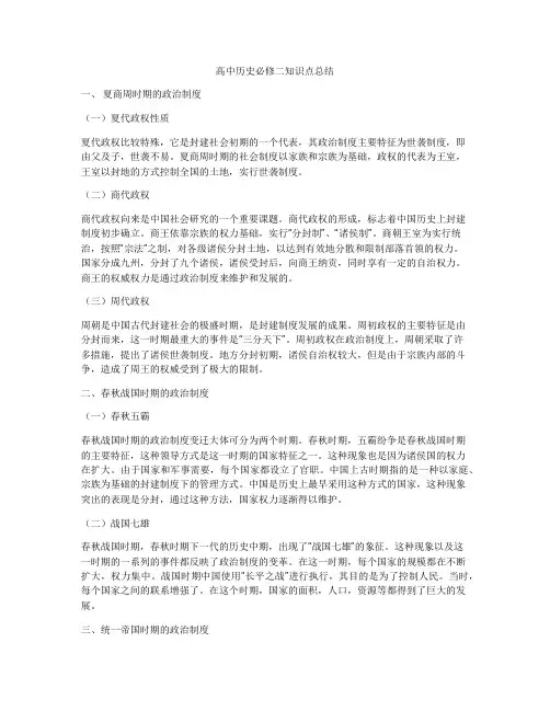 高中历史必修二知识点总结