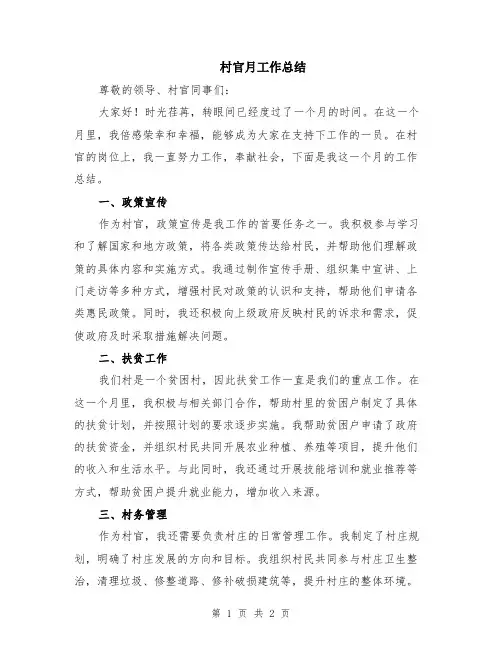 村官月工作总结