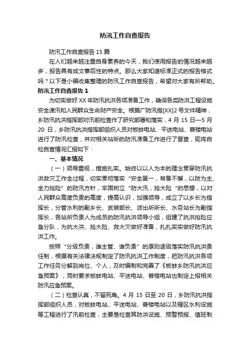 防汛工作自查报告