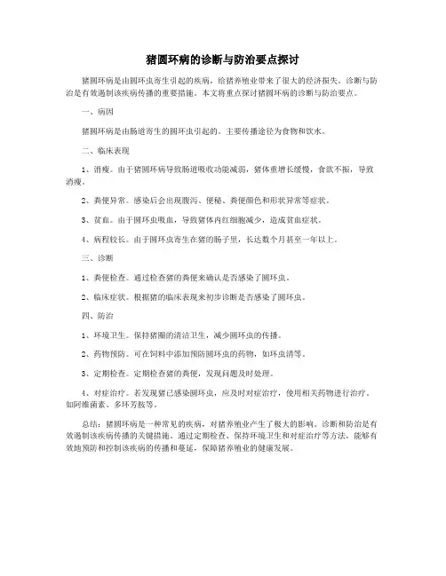 猪圆环病的诊断与防治要点探讨