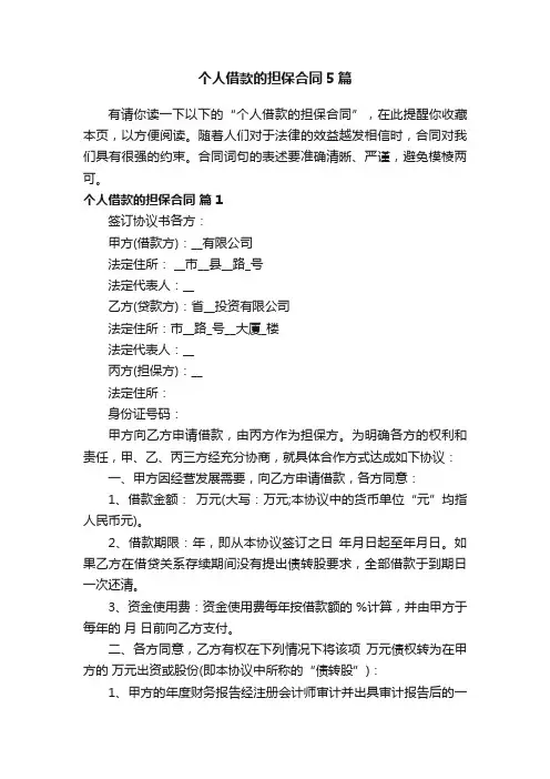 个人借款的担保合同5篇