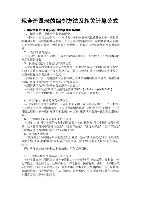 现金流量表的编制方法及相关计算公式[1]