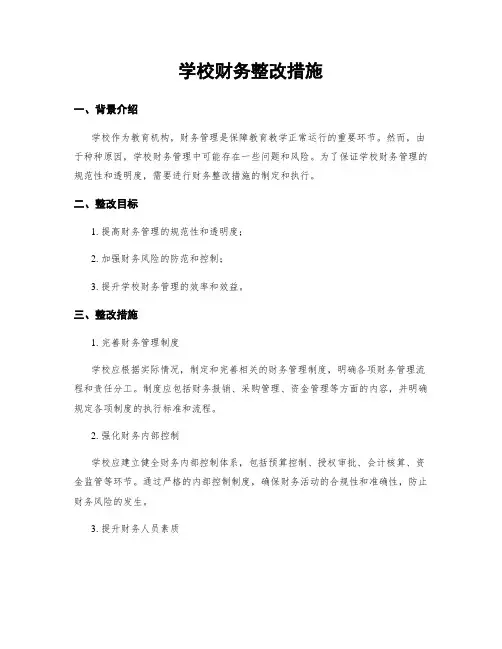学校财务整改措施