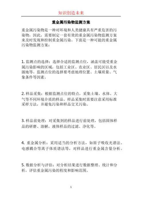 重金属污染物监测方案
