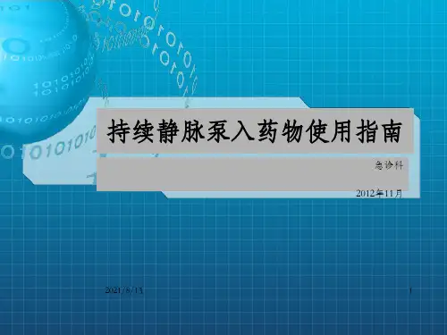 持续静脉泵入药物使用指南