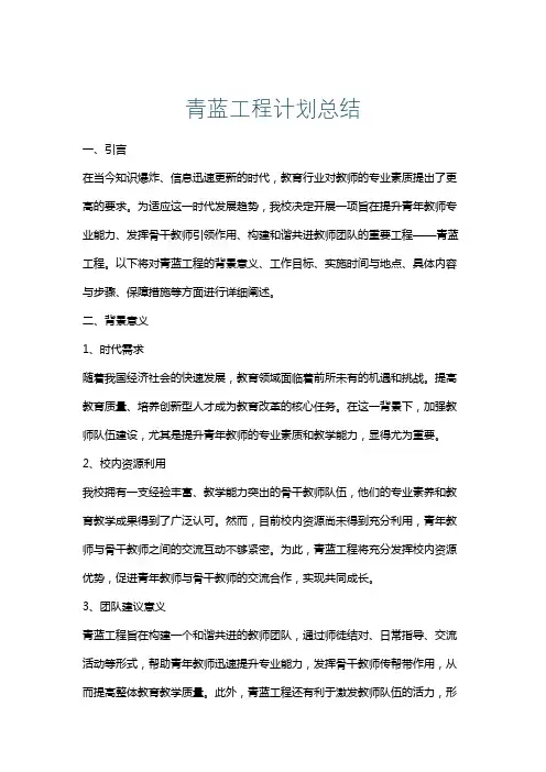 青蓝工程计划总结