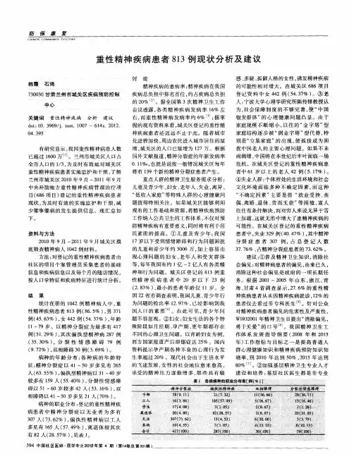 重性精神疾病患者813例现状分析及建议