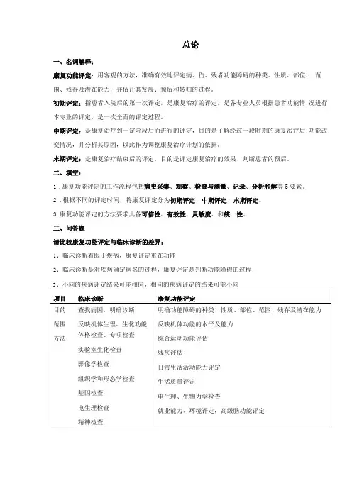 康复评定学试题及答案