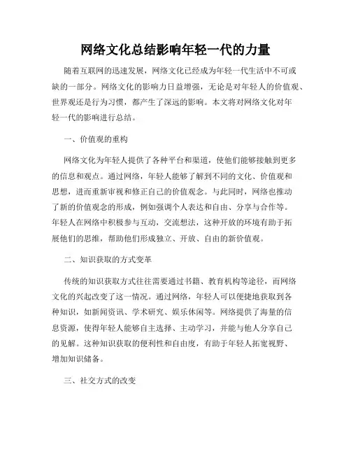 网络文化总结影响年轻一代的力量