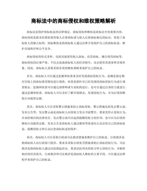 商标法中的商标侵权和维权策略解析